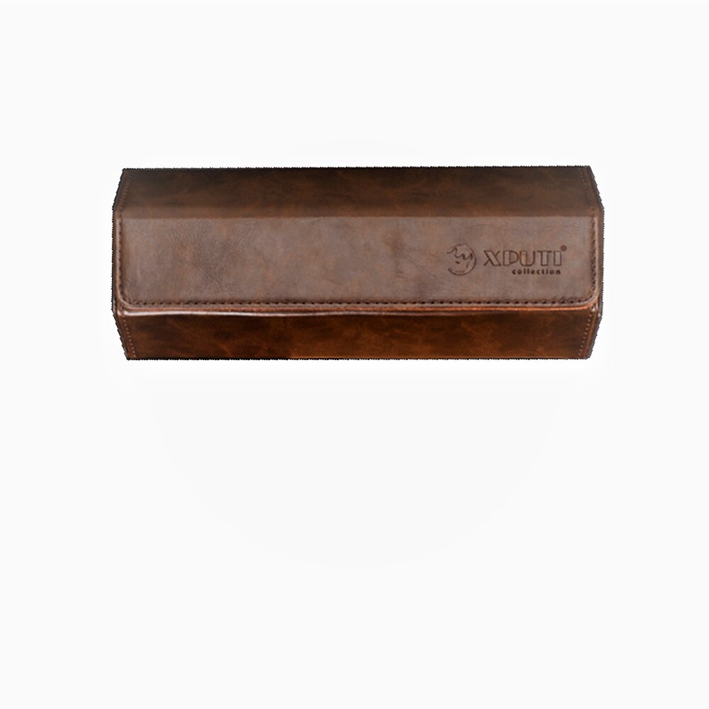 Caja de reloj para hombre, rollo de reloj con 3 ranuras, organizador de almacenamiento y exhibición, accesorio hecho a mano, caja redonda de joyería portátil,: BROWN