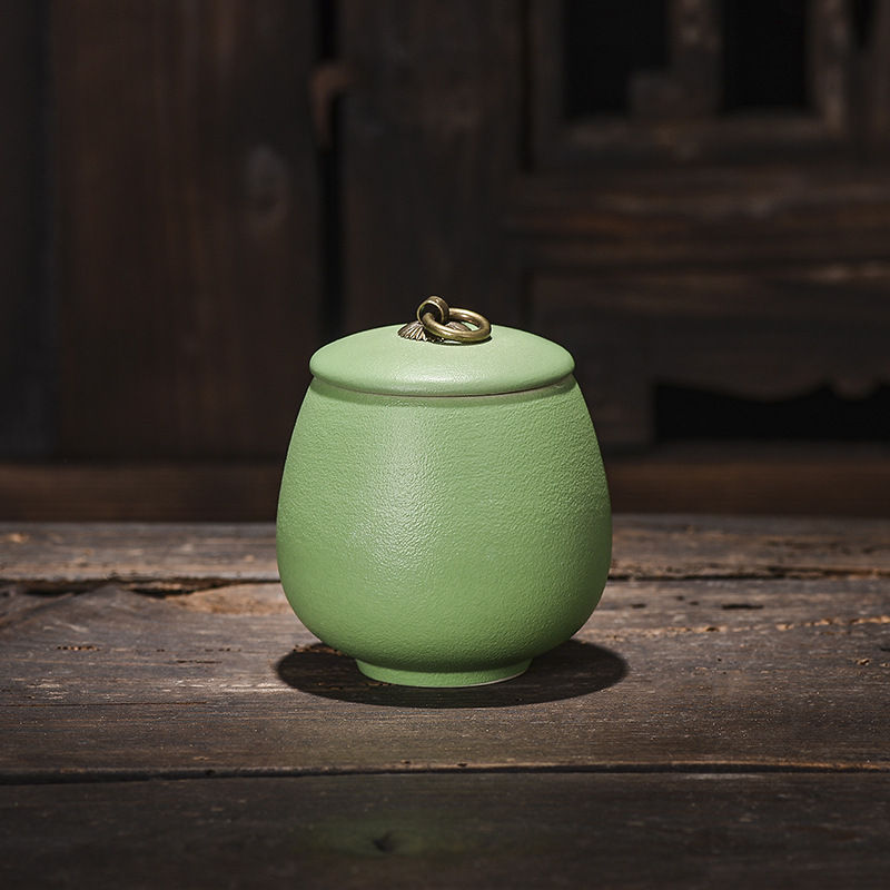 Słoik na herbatę ceramiczny, do kawy, do żywności, szczelny, do gospodarstwa domowego, odporny na wilgoć, do przechowywania, przenośne pudełko podróżne, pojemnik do przechowywania, do domu: Zielony