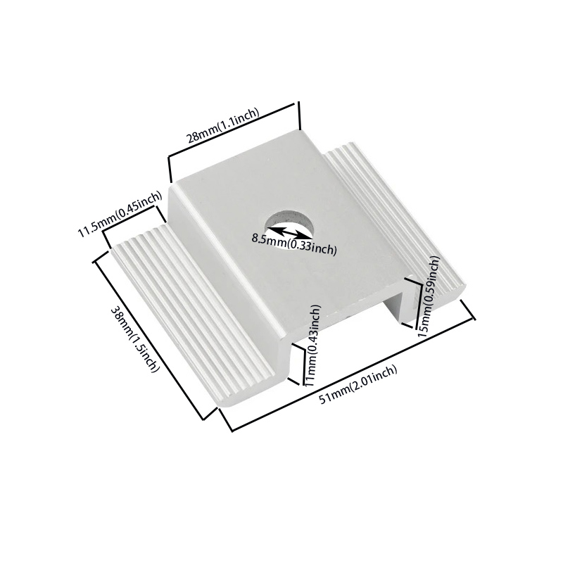 Solarpanel-Mittelklemmen, Photovoltaik-Tafel-Halterung, PV-Tafel, Mittelklemme, Aluminium-Solarklemmen für festes 35–50 mm gerahmtes Solarpanel