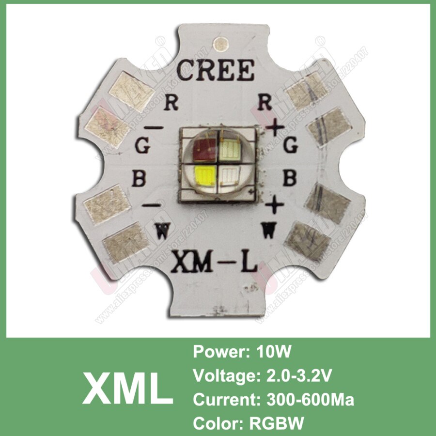 3W 5W 10W Cree Xml Xpe Xpg Xte Led Warm Whtie, wit Rgb High Power Led Chip Op 20 Mm Pcb