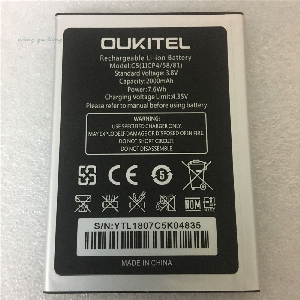 Mobiele Telefoon Batterij Oukitel C5 Batterij 2000Mah Originele Batterij Hoge Capacite Mobiele Accessoires Oukitel Telefoon Batterij