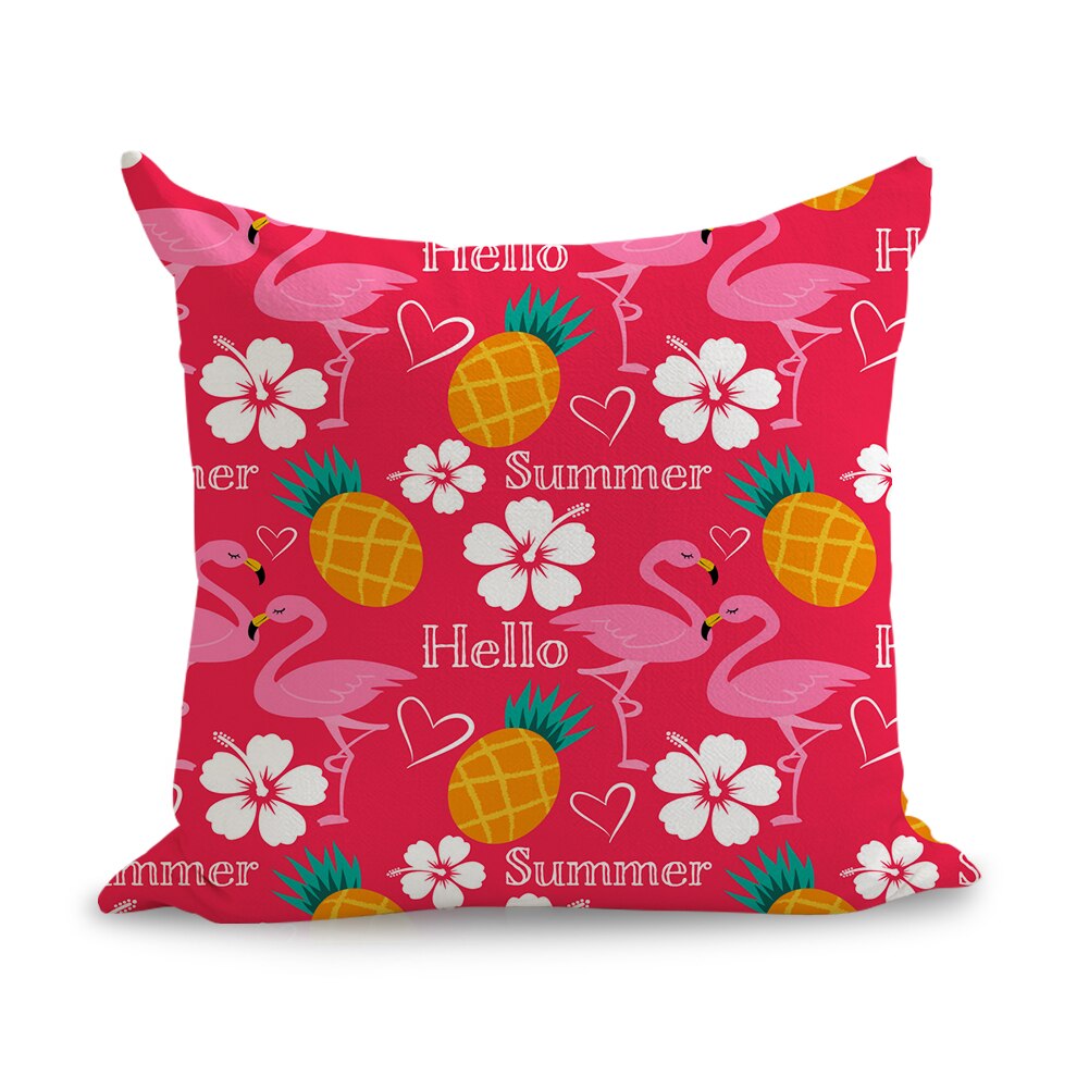 Flamants roses tropicaux ananas motif oreillers lin canapé siège coussin jeter oreiller décor à la maison: VIOLET / inner included