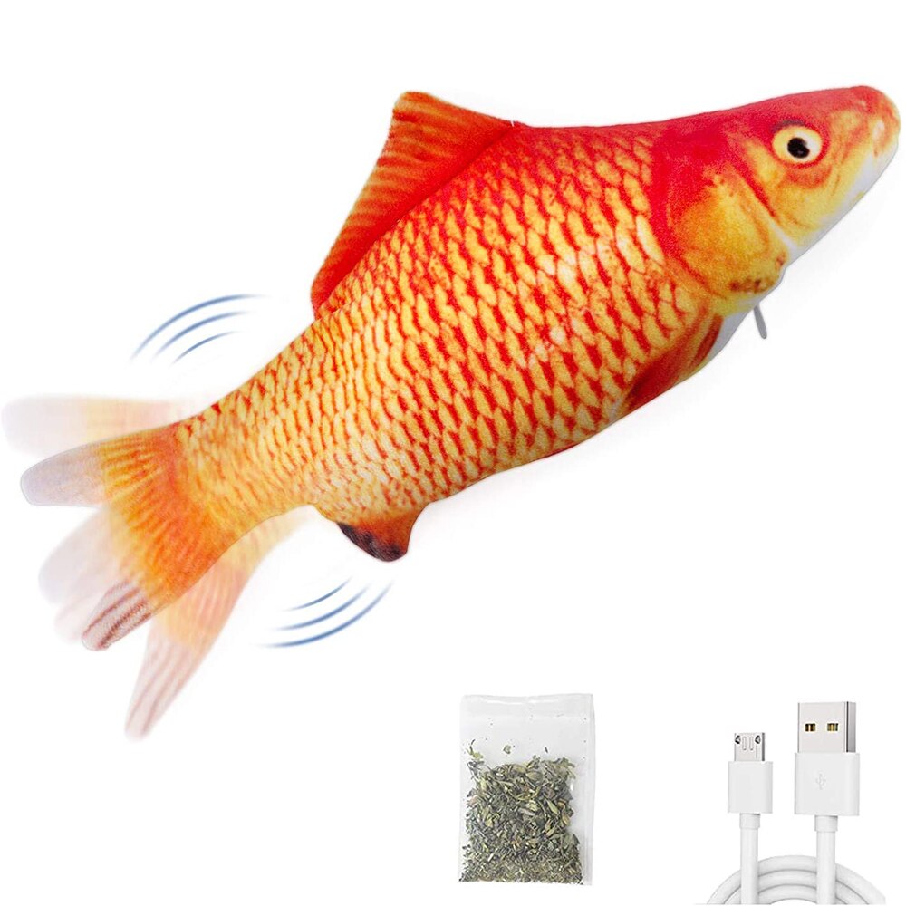 Floppy fish kattleksak rörlig fiskleksak för katter interaktiv floppande katt kicker fisk leksak dans vicka fisk kattmynta leksaker: Röd karp