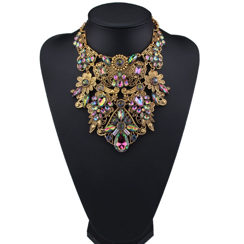 MYDANER-Collar grueso multicolor con diamantes de imitación para mujer, Gargantilla, joyería