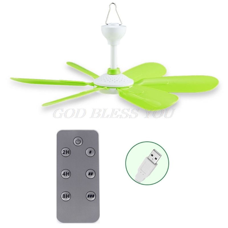 5W Remote Control Timing USB Ceiling Fan Air Cooler USB Fans for Bed Camping Outdoor Hanging Camper Tents Hanger Fan