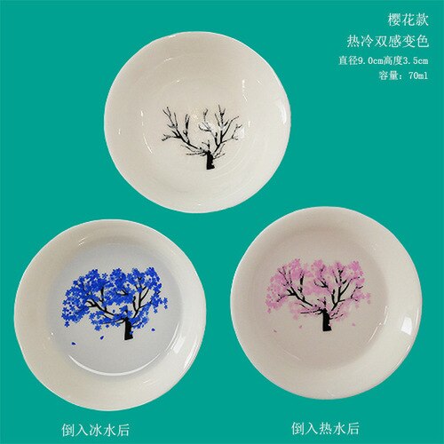 magia Sakura wzgląd Puchar zmienia kolor z zimną/gorącą wodą-zobacz brzoskwiniowe kwiaty wiśni kwiat magicznie Sakura kwitnąć miseczka na herbatę: A- 2