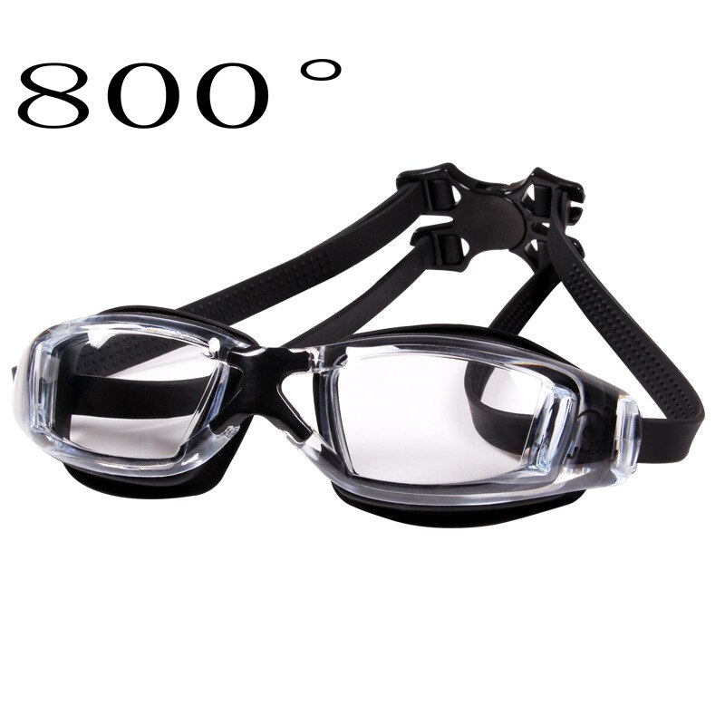 Plain/Myopia Swimming Glasses Waterproof Swim Diving Goggles 150-800 Degree Prescription Glasses HD Anti-fog Swimming Goggles: black myopia 800