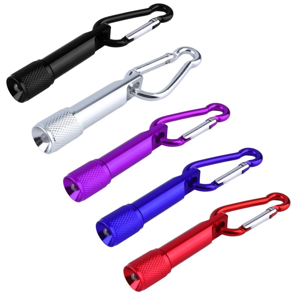 Mini lommelygte lommelygte karabinhage nøglering krog lampe bærbar 5 led mini lommelygte lys fakkel aluminium nøglering