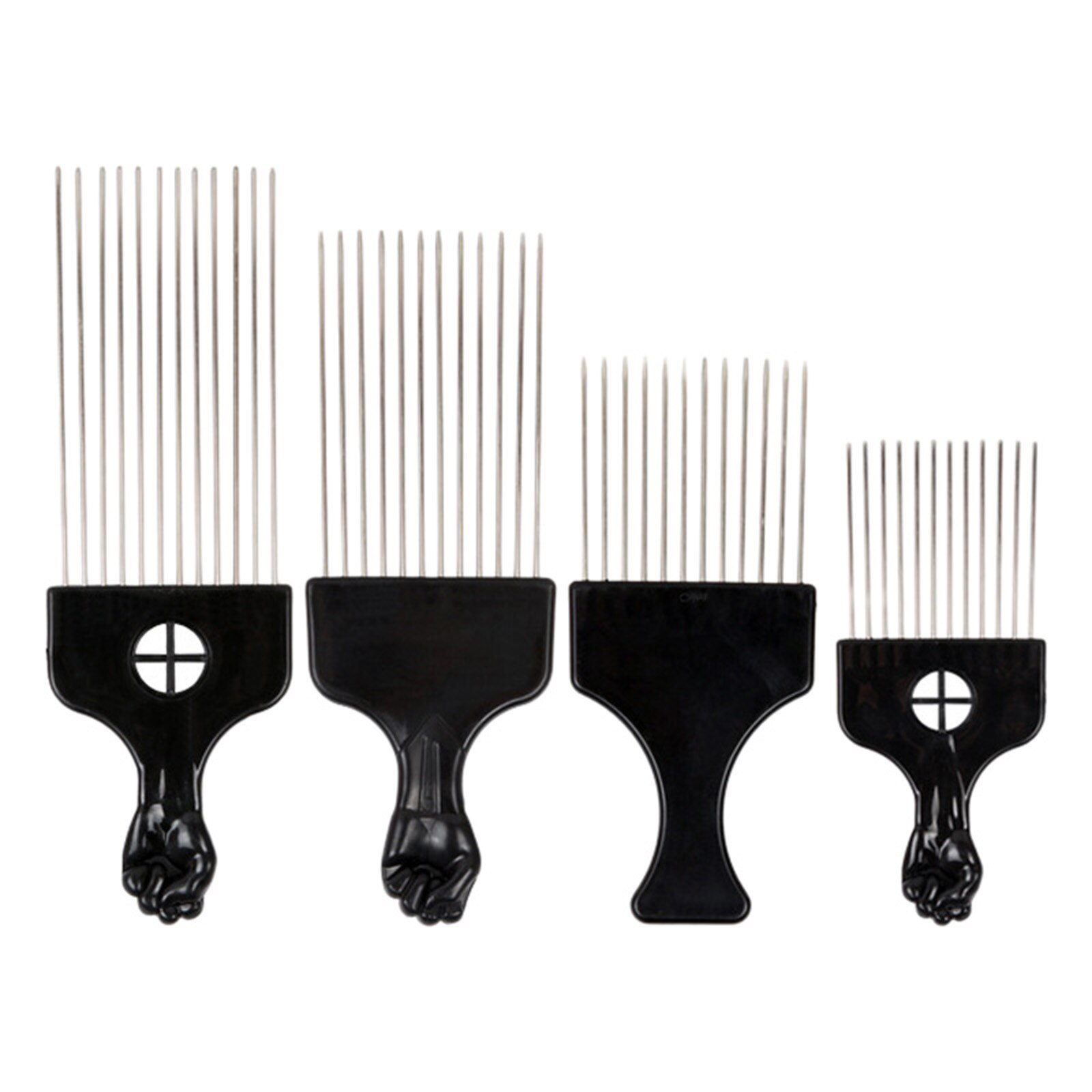Black Metal African American Pick Hair Combs Afro Hair Comb For Hairdressing Styling Tool Salon Use Wide Teeth Curly Hairbrush