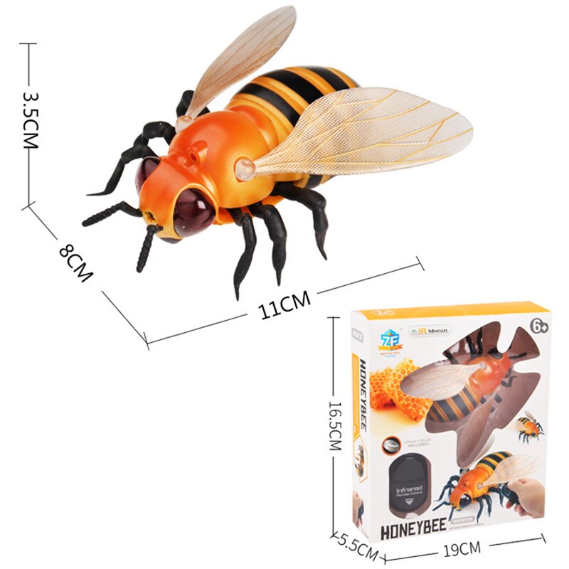 [Funny] Trick toys Remote control animal LED light IR RC insects bee honeybee electronic pet robot model Prank toy joke toy