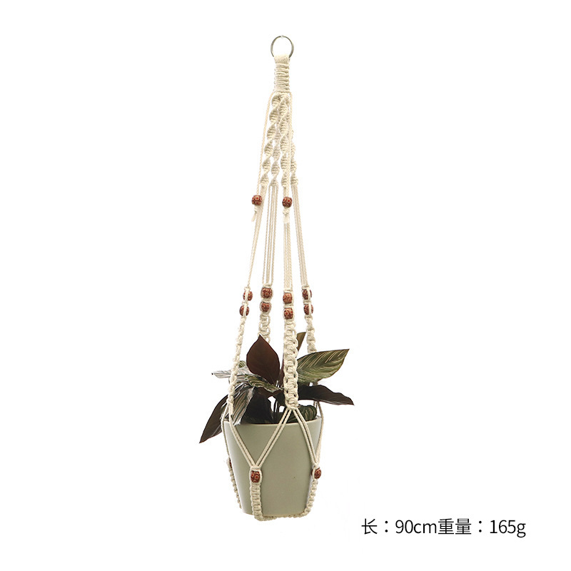 Hangende plant handgemaakte macrame plantenhanger bloempot plantenbak hanger muur decor binnenplaats tuin hangende plantenbak hangende mand: plum