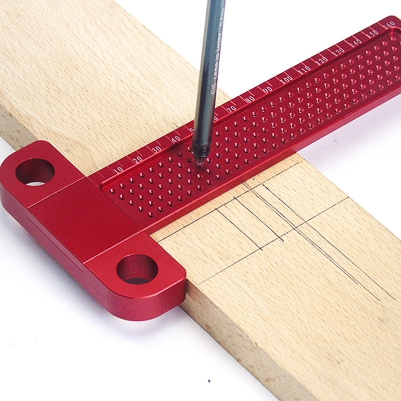 Holzbearbeitung Scribe 400mm T-typ Quadrat Herrscher Loch Ritzen herrscher Zeichnung Kennzeichnung Gauge Gekreuzte-out Messung Carpenter werkzeuge