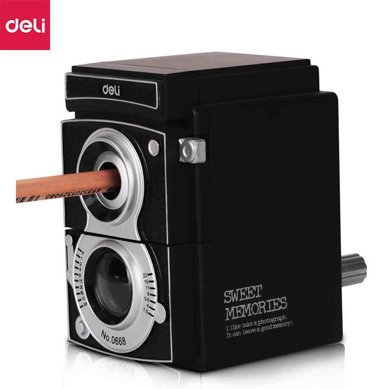 Deli 0668 Sharpener Vintage Camera Pencil Sharpener Hand Pencil Sharpener Student Pencil Sharpener