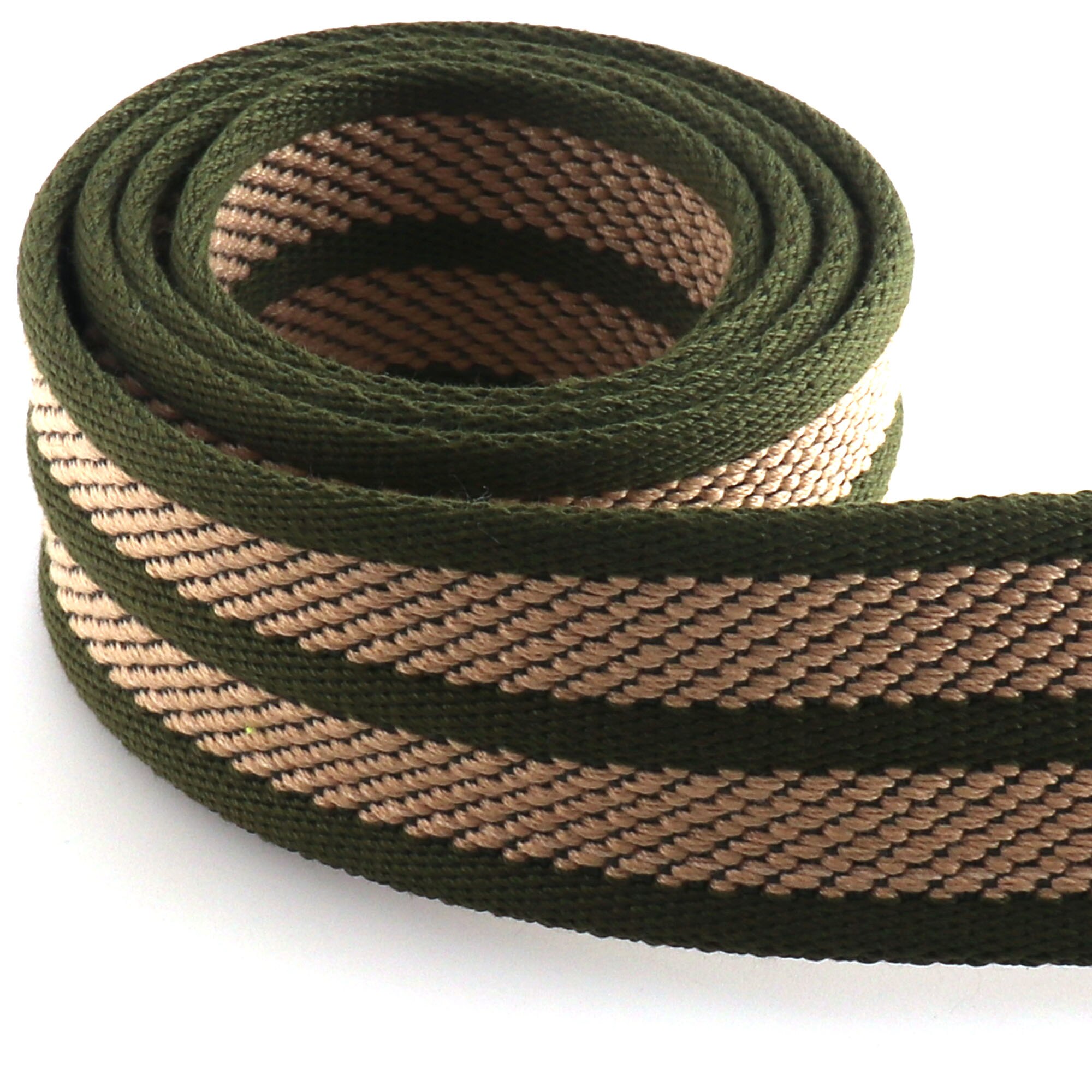 38Mm 4 Yards Groen Gestreepte Singels Geweven Katoen Riem Lanyard Nylon Tote Handgrepen Bag Purse Leash Supplies