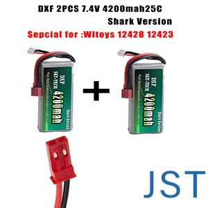 2PCS DXF RC Lipo Batterie 2s 7,4 V 2700mAh 4200mah 20C Max 40C Für Wltoys 12428 feiyue 03 JJRC Q39 upgrade teile: 2PCS 4200mah JST