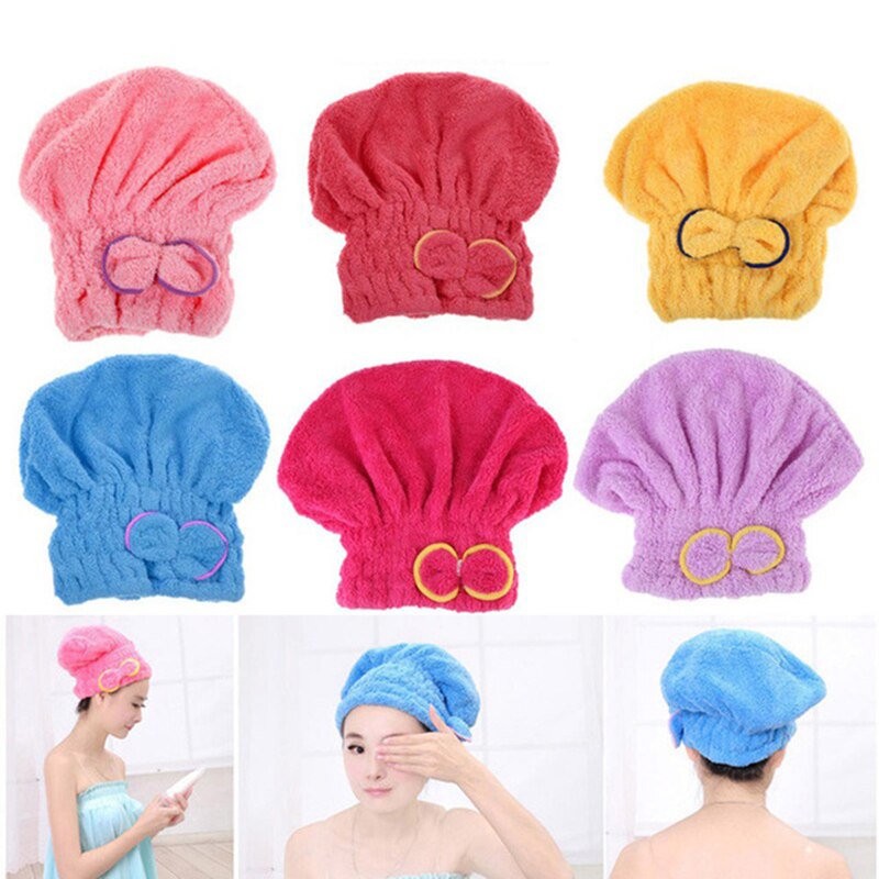 Drying Towel Bath Shower Cap Bow Tie Microfiber Hair Turban Quick Dry Hat Cap Wrapped Towel Superfine For Women