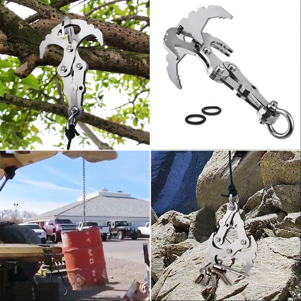 Rock Climbing Outdoor Stainless Steel Portable Grappling Hook Foldable Strong 2-in-1 Harness Gravity Hook Hiking Multifunctional