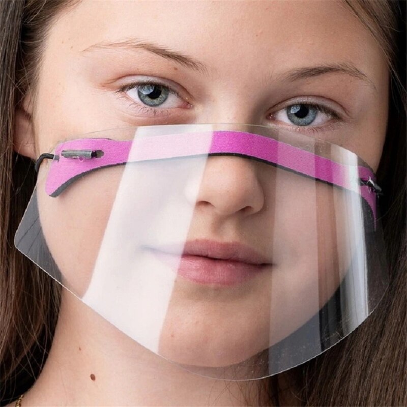 1pc adulte enfant Transparent restauration masques masque Chef cuisine Anti-buée visage masque Anti poussière masque réutilisable réglable visage couverture: Adult pink 1pc