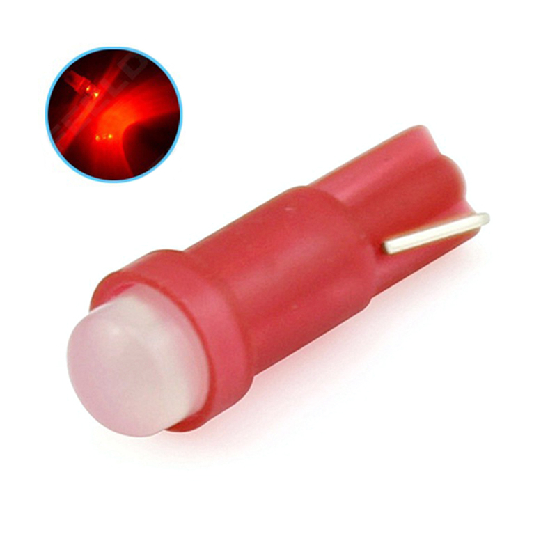 10 stk auto ledet pære  t5 1 smd bil kolbe instrument lys indikator pære auto bil tilbehør interiør lys hette lys plast lampe: Rød