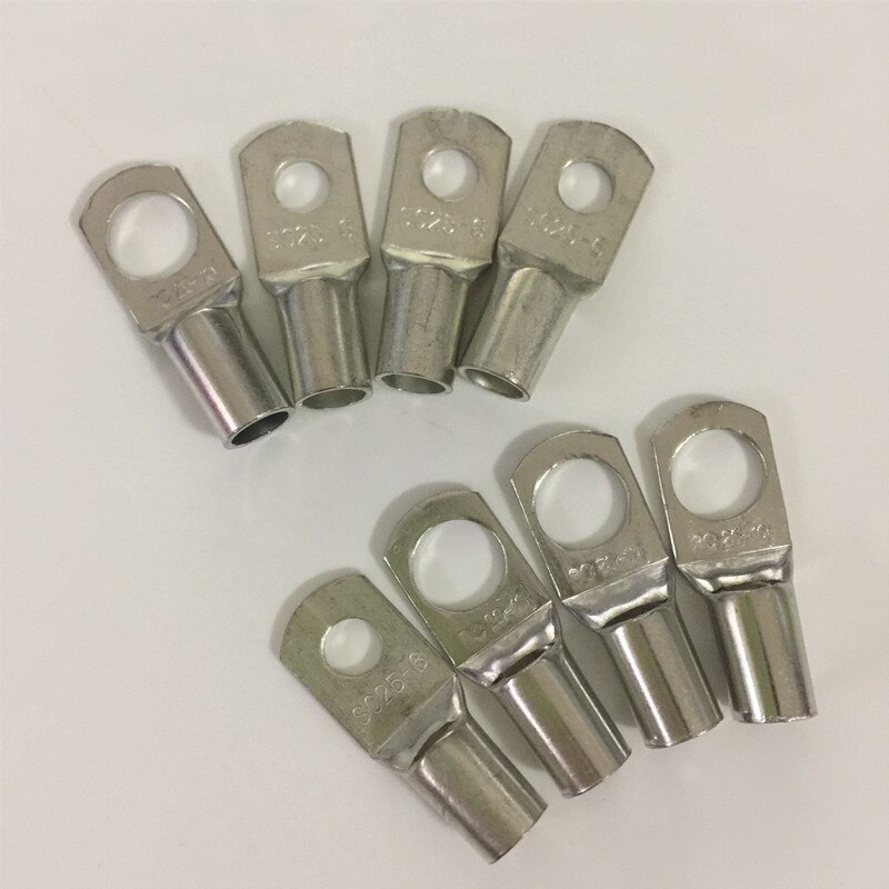 SC25-6 25-8 25-10 25-12 Copper Cable Lug Kit Bolt Hole Tinned Cable lugs Battery Terminals copper nose Wire connector