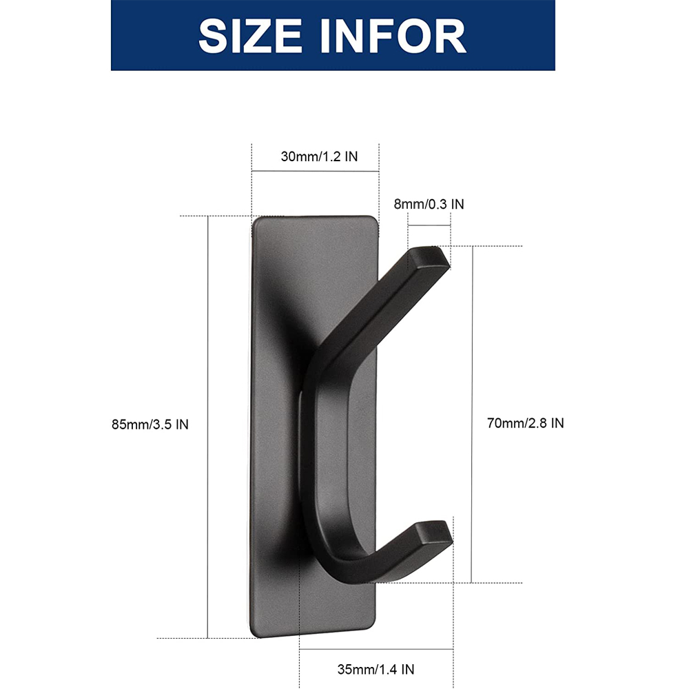 VILOYI Stainless Steel Towel Hooks Bathroom Self Adhesive Double Wall Coat Rack Hooks No Trace Behind The Door Robe Hanger