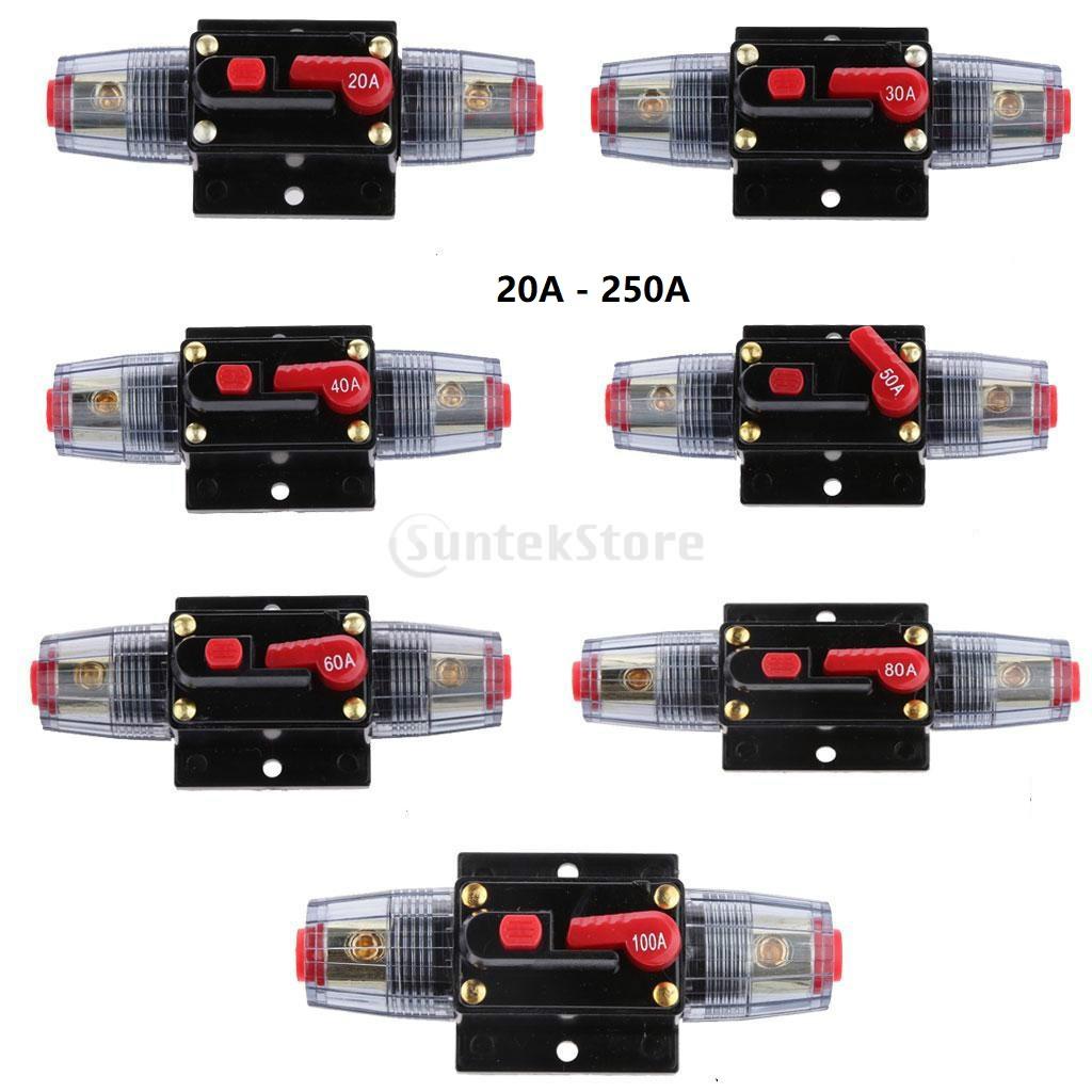 12V-24V Inline Auto Circuit Breaker 20A AMP Manual Reset Switch Car Stereo Audio Fuse Holder