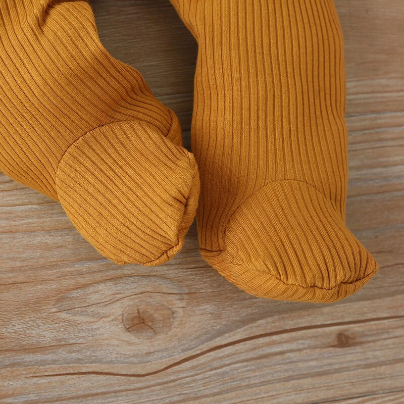 Macacão infantil de algodão, macacão de algodão da moda para bebês recém-nascidos de manga longa, com lenço e roupas infantis para primavera e outono, 0-9 meses
