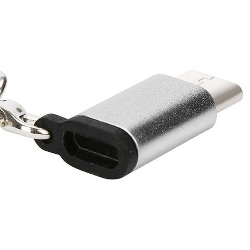 6 farver usb type c til mikro usb-konverter med nøglering metalopladningsdatakonverter til samsung huawei type-c usb-adapter