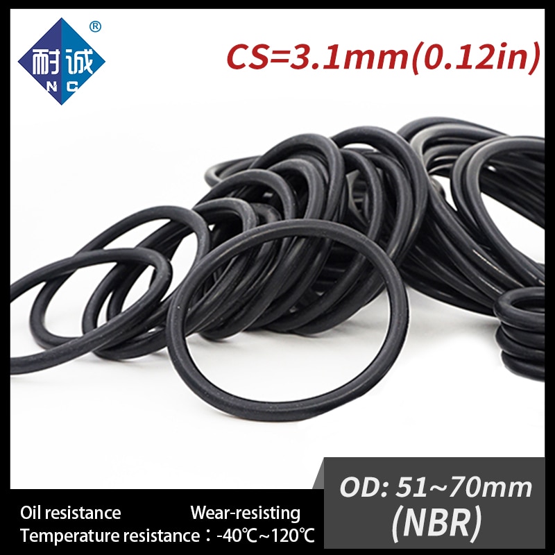 5 teile/los Gummi Schwarz NBR CS3.1mm OD51/54/55/56/57/58/60/ 65/68/70mm O Ring Dichtung Öl beständig wasserdicht