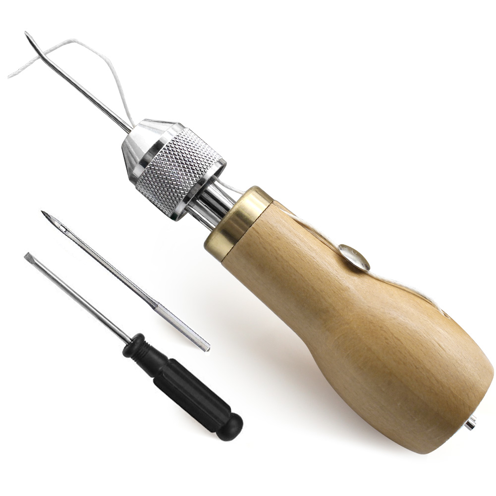 Leather Sewing Awl Kit Hand Stitcher Set Tools and Needles Replacement Spools of Waxed Thread Stitching for Leathercraft Fabric: Clear