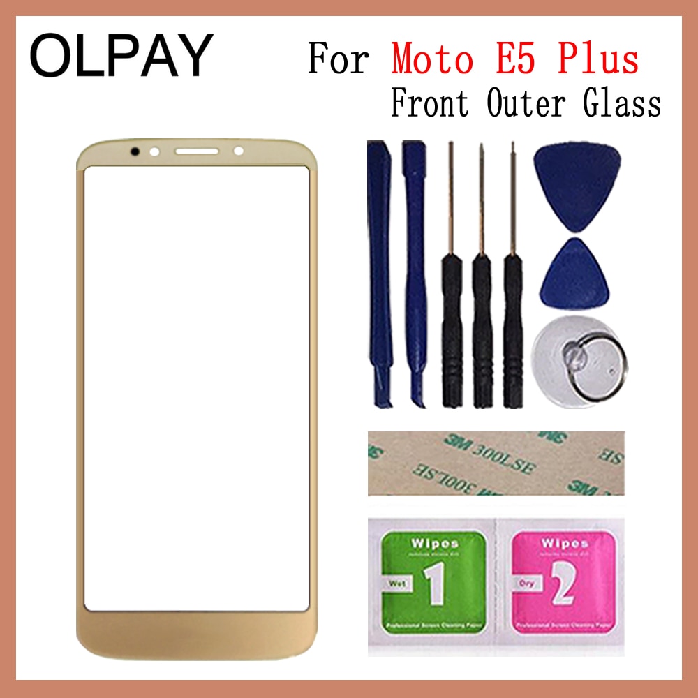 För motorola moto  e5 xt1944/ moto  e5 plus  xt1924 moto främre yttre glasskyddspanel ersätt inte lcd -pekskärmslins: E5 p guld med verktyg