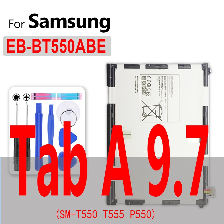 Tablet Battery For Samsung GALAXY Note 8.0 10.1 12.2 Pro/Tab A 7.0 9.7/S S2 S3 8.4 10.5 Edition P605 P607 T520 N8020 T700 T801: EB-BT550ABE