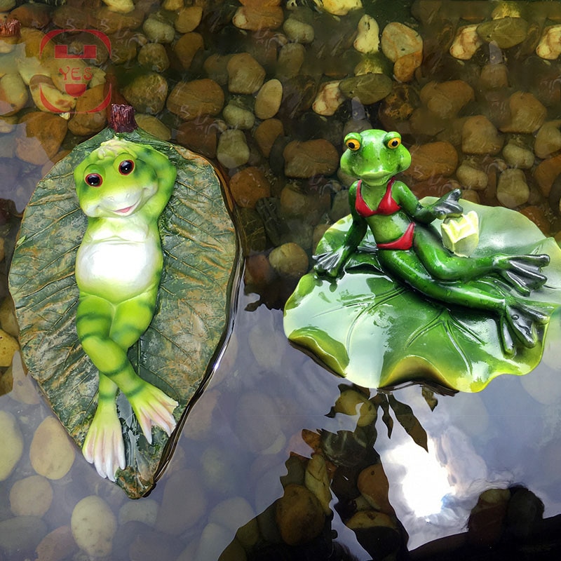 Statue de grenouilles flottantes Sexy en résine | Sculpture d'animaux décorative, pour l'étang de jardin en plein air, décor de jardin, pour la maison, amusant