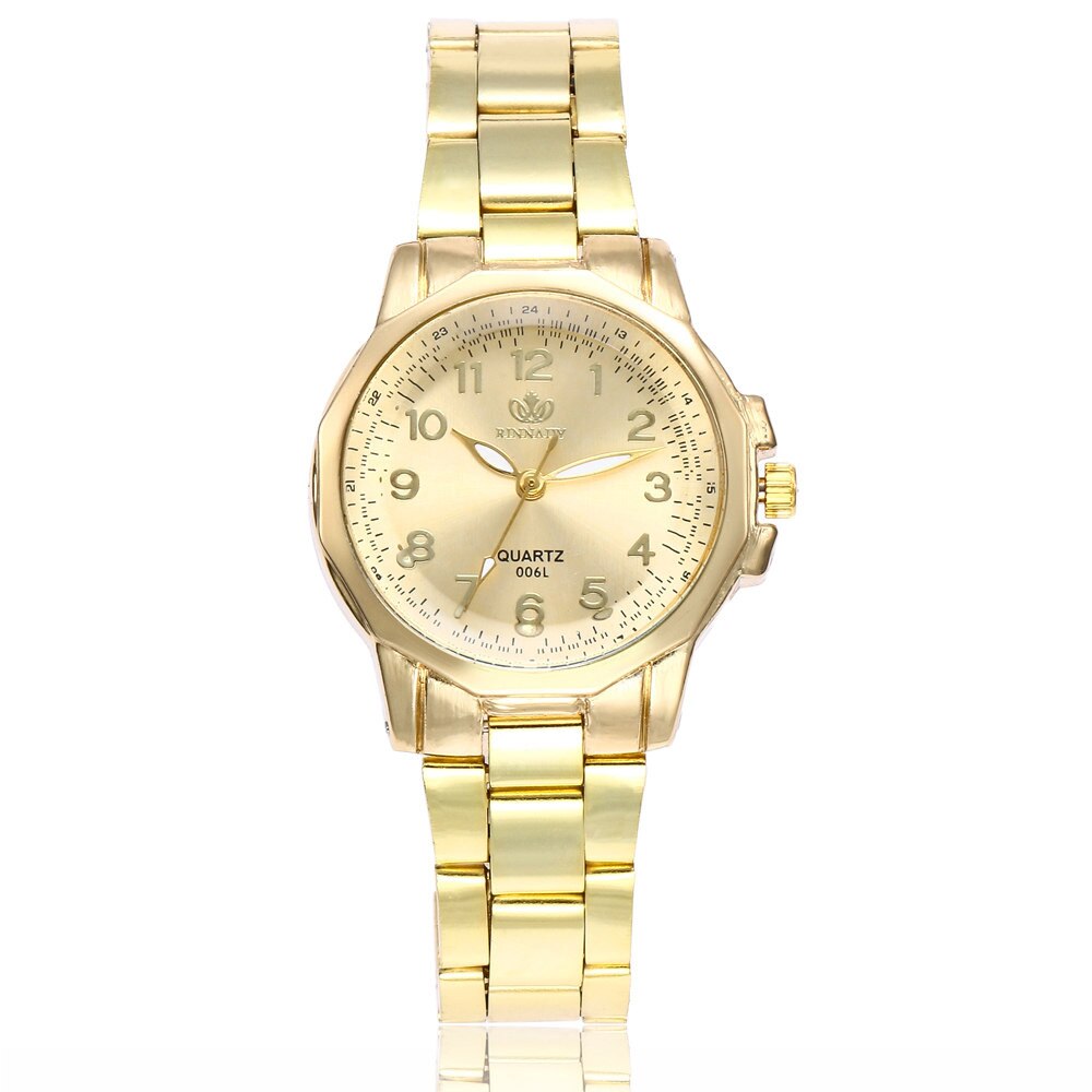 Kvinder arabiske tal urskive legering guld ure rustfrit stål bånd analog quartz rund armbåndsure kvinde reloj mujer: B