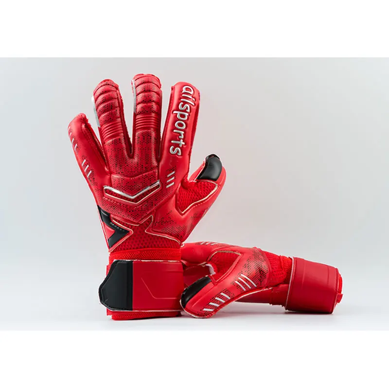 Kids Men Soccer Goalkeeper Gloves 4mm Latex With Finger Protection Children Adults Football Goalie Gloves Protector: Red / S