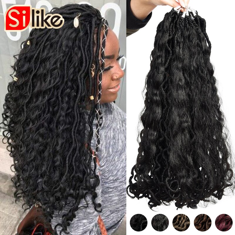 18 inch Messy Goddess Faux Locs Hair Crochet Braids Bohemian Soft Synthetic Braiding Hair Extensions For Black Women