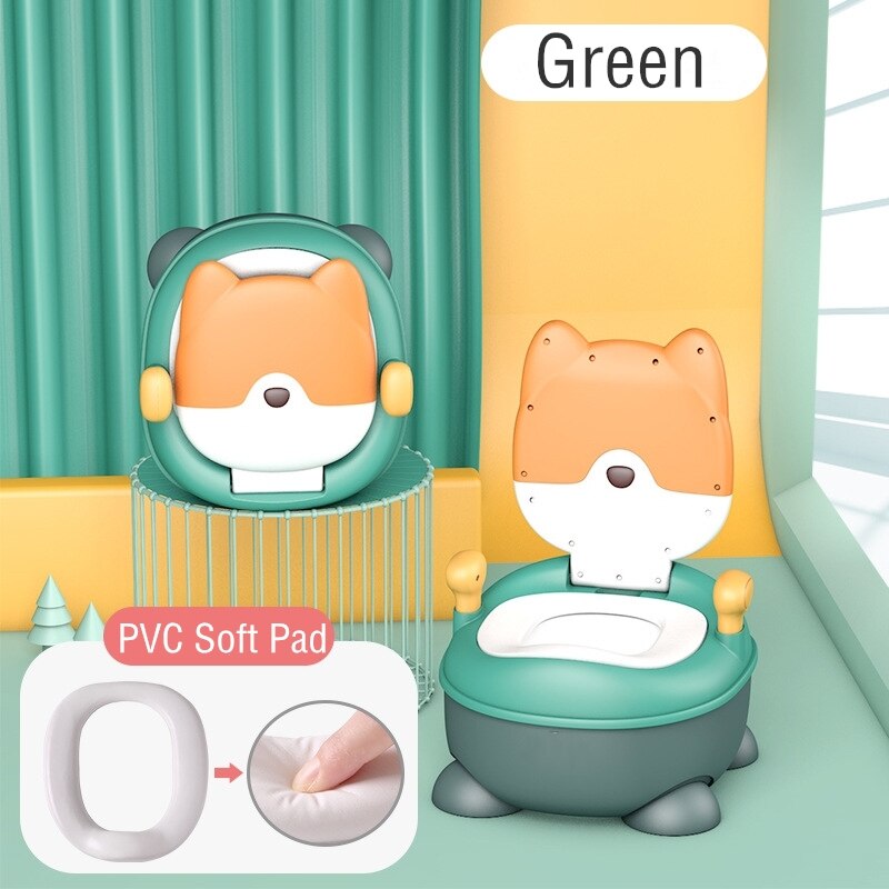 Draagbare babypot, multifunctioneel babytoilet, autopotje, kinderpotje, meisjespotje, jongenspotje, kinderstoel, toiletbril, kinderpotje: Pvc zachte pad-groen