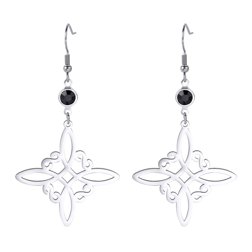 Unift Pendientes góticos de acero inoxidable para mujer y hombre, aretes de pentagrama de Triple runa, fase lunar, joyería Vintage, Piercing de oreja, nudo de bruja: Chapado en zinc azul