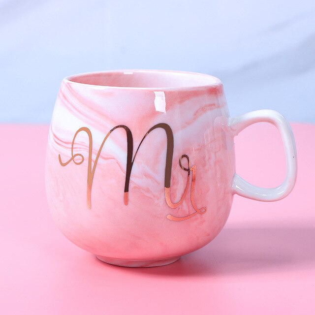 Tazas de café de flamenco, Taza de cerámica de viaje con patrón de mármol, pareja, taza de unicornio, 300-400ml: 0213 pink