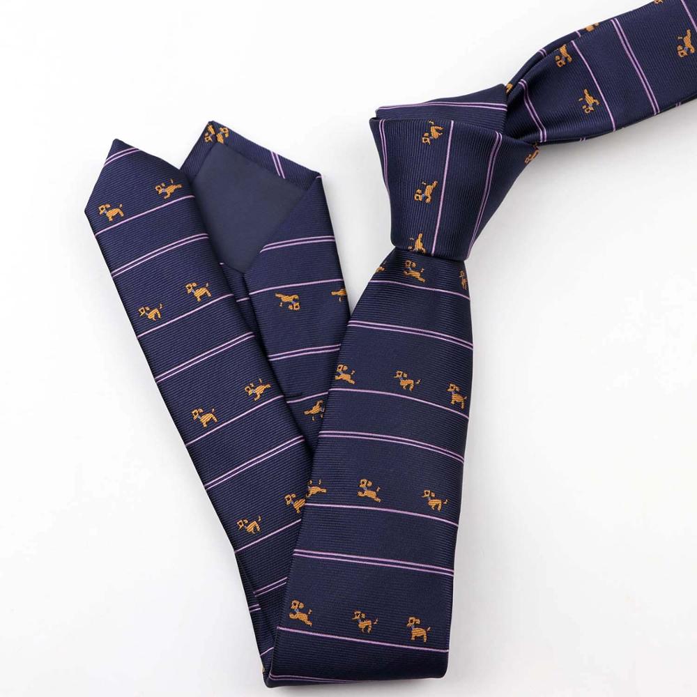 Sød tegneserie doggy jacquard slips 6cm smal afslappet polyester mandlig tynd slips business smoking shirt til mænd tilbehør: 1