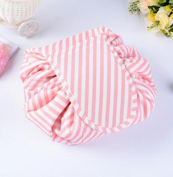 Women Unicorn Flamingo Cosmetic Bag For Travel Drawstring Makeup Toiletry Storage Organizers Portable Wash Kits Bag: Stripe