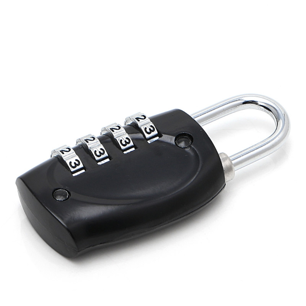 4 Dial Digit Wachtwoord Lock Combinatie Koffer Bagage Metalen Code Sluizen Hangslot Multi Kleuren Travel Safe Lock: Black