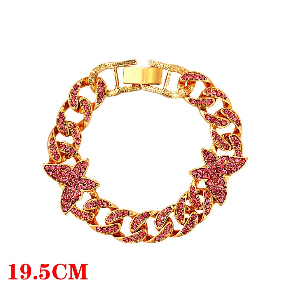 Miami Cuban Bracelets Anklet For Women Bling Full Rhinestone Paved Link Iced Out Hand Chain Jewelry Accessories: C008202RR