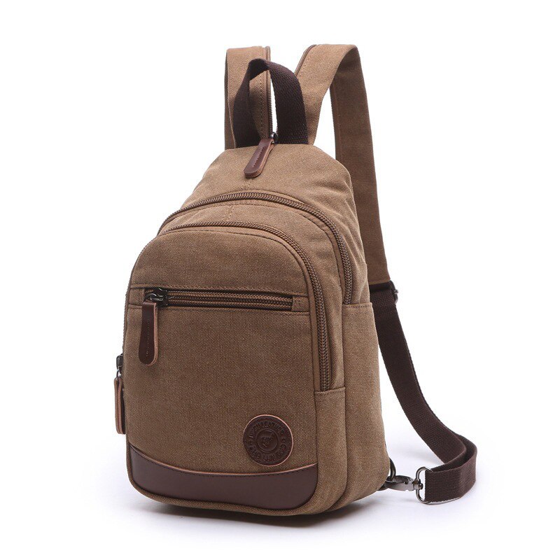 Boshikang Canvas Women Backpack School Bag Small Student Bag Female Shoulder Bag Zipper 8 Color Daily Chest Daypack: coffee