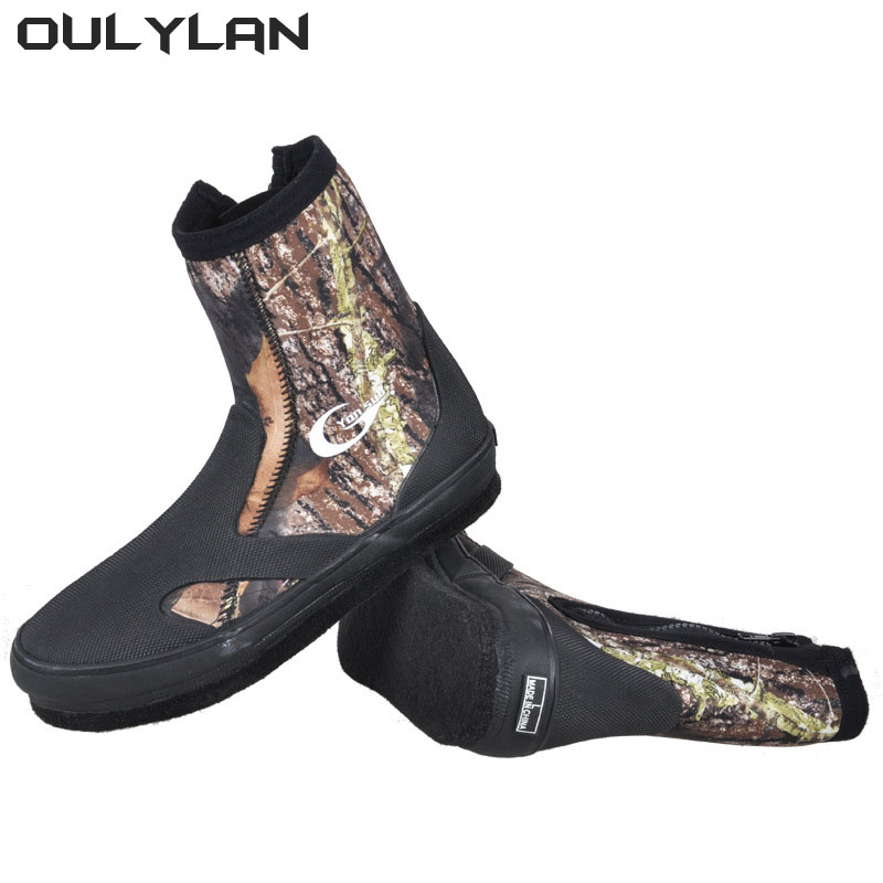 Oulylan-Bottes de plongée en néoprène pour homme et femme, chaussures de pêche imperméables et résistantes à l'usure, 5mm: XL / Rouge