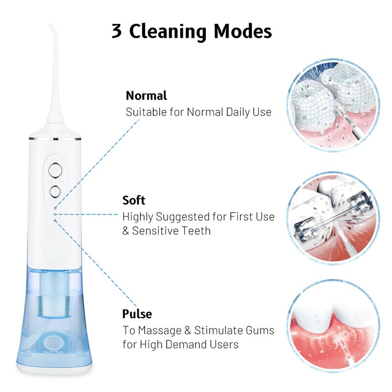 Oral Irrigator for Teeth Dental Water Jet 200ml Tank Oral Irrigator Dental Electric Toothbrush Water Flosser for Teeth Whitening