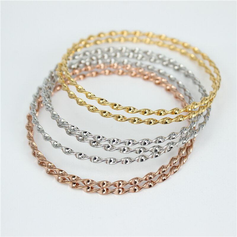 7 teile/satz Klassische dreifarbig einfache armbänder &Ampere; Armreifen edelstahl schmuck für frauen LH58: Ursprünglich Titel