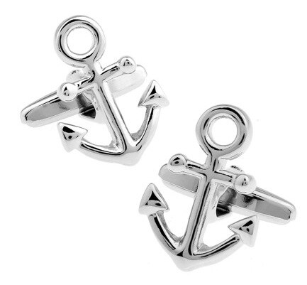 Gemelos de estilo francés con personalidad para hombre, para negocios y banquetes, Cocktail Party para puños de la camisa, botones, gemelos de ancla: A