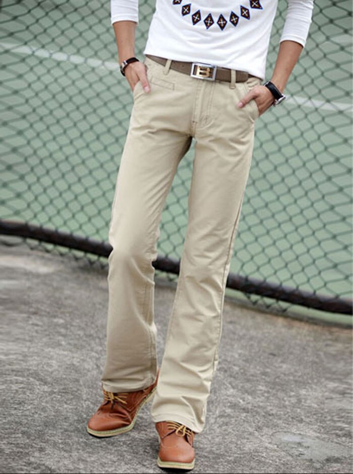 Herren Geschäft lässig Schlank Klassische Bootcut Ausgestelltes Für Männer Stiefel schneiden Flareelastic Kraft Hosen Komfortable Blau khaki Lange Hosen