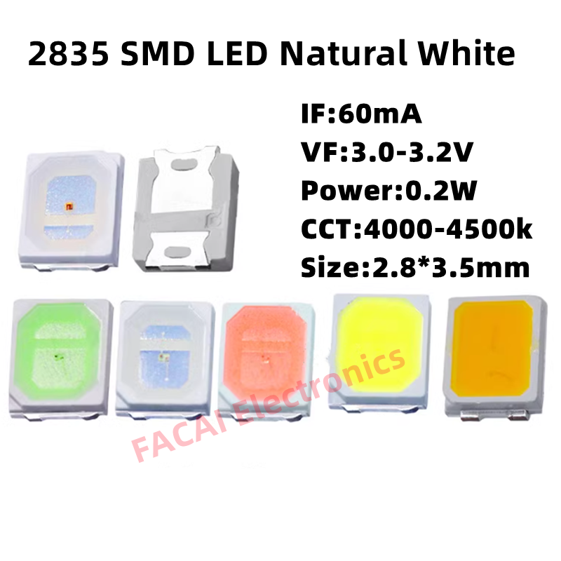 2835 SMD LED Red Yellow Green White Blue Orange Pink Ice Light Emitting Diode 100pcs/Lot: 7 Color Fast Flash